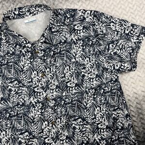Columbia PFG Mens Shirt XL Blue Super Slack Tide Camp Vented Fish Hawaiian Print